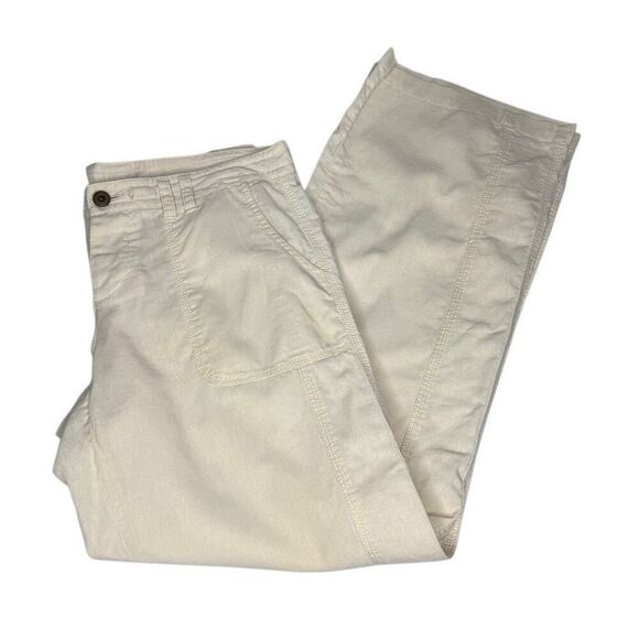 Norma Kamali  straw (cream) linen blend button fly pants size M - Picture 9 of 15